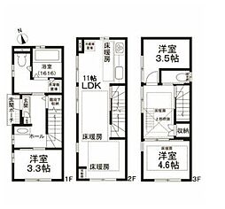 東京メトロ東西線 門前仲町駅 徒歩3分の賃貸一戸建て 1階3LDKの間取り