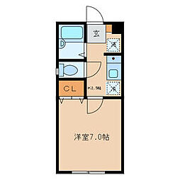 京成本線 江戸川駅 徒歩12分の賃貸アパート 2階1Kの間取り