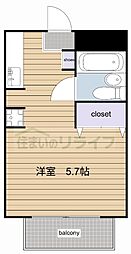 都営新宿線 船堀駅 徒歩20分の賃貸マンション 2階ワンルームの間取り