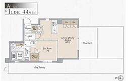 東京メトロ半蔵門線 住吉駅 徒歩8分の賃貸マンション 8階1LDKの間取り