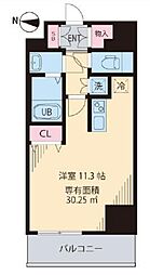JR総武線 亀戸駅 徒歩4分の賃貸マンション 9階ワンルームの間取り