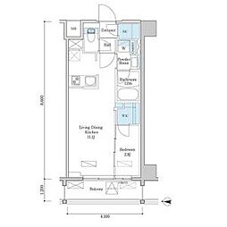 都営新宿線 篠崎駅 徒歩7分の賃貸マンション 6階1LDKの間取り