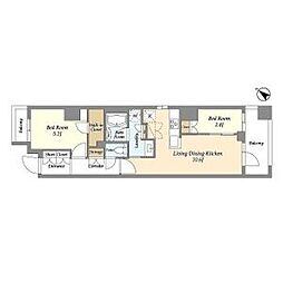 都営新宿線 瑞江駅 徒歩7分の賃貸マンション 3階2LDKの間取り