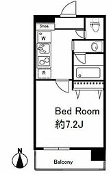 都営新宿線 西大島駅 徒歩3分の賃貸マンション 8階1Kの間取り