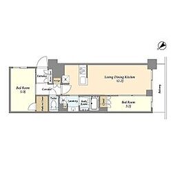 都営新宿線 瑞江駅 徒歩7分の賃貸マンション 2階2LDKの間取り