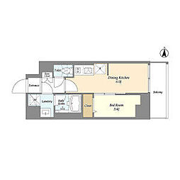 都営新宿線 菊川駅 徒歩3分の賃貸マンション 9階1DKの間取り