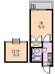 東京メトロ東西線 浦安駅 徒歩19分の賃貸アパート 2階1Kの間取り