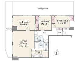 都営新宿線 西大島駅 徒歩9分の賃貸マンション 13階3LDKの間取り
