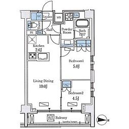 アクアレジデンス錦糸町 2LDKの間取図画像