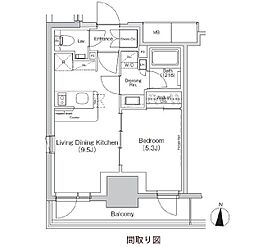 ザ・パークハビオ亀戸 1LDKの間取図画像