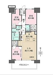 猿江恩賜公園レジデンス 3LDKの間取図画像