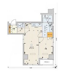 スカイコートパレス八丁堀 1LDKの間取図画像