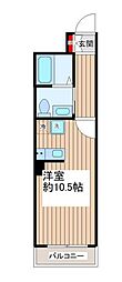 椎野マンション ワンルームの間取図画像