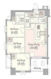 東京メトロ半蔵門線 錦糸町駅 徒歩8分の賃貸マンション 9階3LDKの間取り