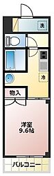 リバティおひつじ座 3階1Kの間取り