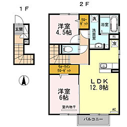 セジュール志村 2階2LDKの間取り