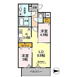 Dimorare 2LDKの間取図画像