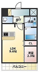 トレステーラ顕徳 1LDKの間取図画像