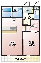 ロゼア鶴崎WEST 1LDKの間取図画像