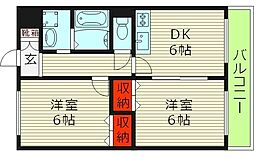 Ｍ’プラザ城東六番館 9階2DKの間取り