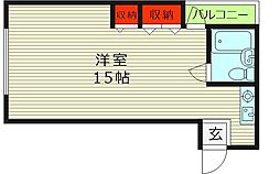 マンション吉見 2階ワンルームの間取り