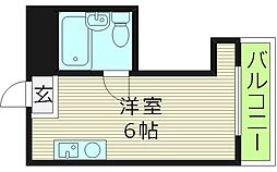 サンプラザ京橋 5階ワンルームの間取り