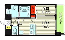 プレサンス緑橋ソレアス 14階1LDKの間取り