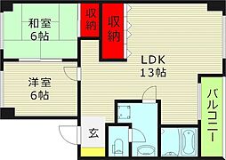 シャンボール鶴見 4階1LDKの間取り