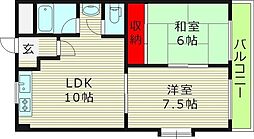 すみれハイツ 2階2LDKの間取り