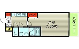 ブランシエスタ天満 9階1Kの間取り