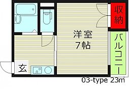 アメニティ関目 3階1Kの間取り