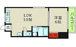 エムハイツ 3階1LDKの間取り