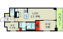 大阪市天王寺区生玉町マンション 2LDKの間取図画像