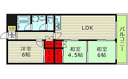 鴫野コーポ1号棟 9階3LDKの間取り