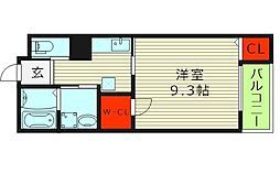 コーポエビス 2階1Kの間取り