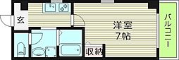 パーラム関目 4階1Kの間取り