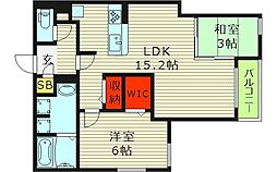 スペチアーレ赤川 1階2LDKの間取り