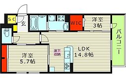 clashist新森 2階2LDKの間取り