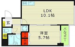 グランピア中央 4階1LDKの間取り