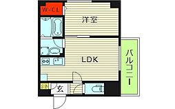 アリビラ鶴橋 4階1LDKの間取り