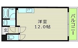 グローリーハイツ東成 2階ワンルームの間取り