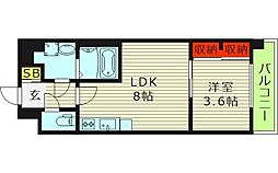 Alivis緑橋 4階1LDKの間取り