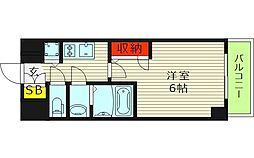 エスリード京橋WEST 9階1Kの間取り