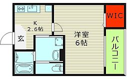 CLOUD放出 1階1Kの間取り