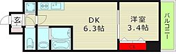 エスリードレジデンス都島デュオ 13階1DKの間取り