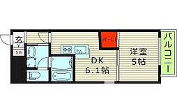 GARDENIA鶴見 2階1DKの間取り