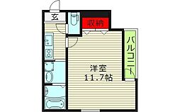 フジパレス都島御幸町 2階ワンルームの間取り