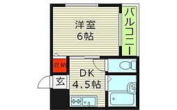 ＧＯＫＥＮ家 2階1DKの間取り