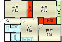 マンションエンゼル 1階3DKの間取り
