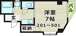 グローバル 4階1Kの間取り